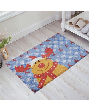Christmas Yılbaşı Geyik Tasarımlı Dekoratif Halı Paspas