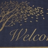 Welcome ve Ağaç Baskılı Kauçuk Kapı Önü Paspası
